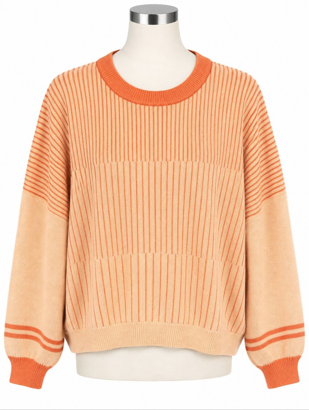 Lena NWT Peaches N Cream Striped Slouchy Sweater Sz M Casual Preppy Oversized